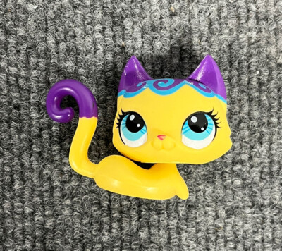 Littlest Pet Shop 3332 Kitty Cat Yellow Purple Swirl Blue Dot Eyes ...