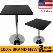 Square Bar Stool Pub Bar Table Adjustable 360° Swivel Counter Height Black