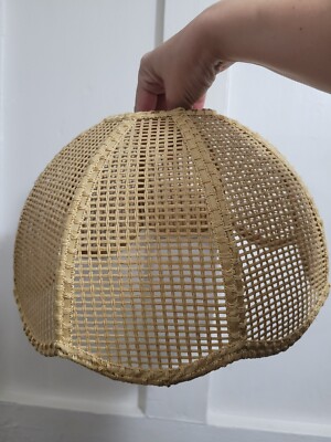 Vintage Korbgeflecht Rattan Lampenschirm Pendelleuchte Schirm Boho sehr guter Zustand