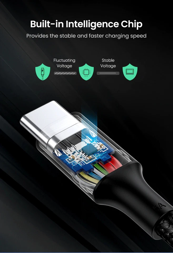 Ugreen Right Angle USB C to USB C Fast Charger Cable 100W PD 5A Charging - Image 4 of 4