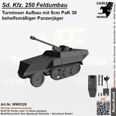 Sd. Kfz. 250 Feldumbau Turmloser Aufbau mit 5cm PaK 38 behelfsmäßiger Panzerjäge