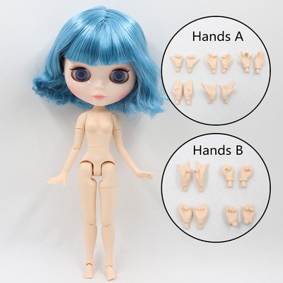 Blyth Doll Joint Body White Skin Random Eyes Color Blue Hair 30cm  1/6 BJD Toys