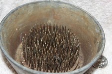 Spiked Vintage Metal Floral Plant Frog in heavy cup