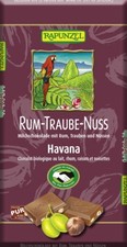 MILCHSCHOKOLADE MIT ROSINEN, RUM UND HASELNUSS FAIR TRADE BIO 100 g - RAPUNZEL
