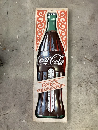 Vintage Coca Cola Bottle Tin Thermometer. 29” New  in box. Made in Mexico.
