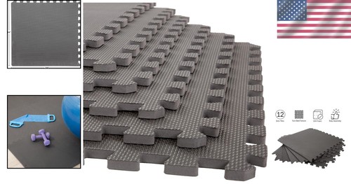Interlocking Foam Flooring Tiles 12-Pack - Perfect for Home Gym or Kids Room - Picture 2 of 10