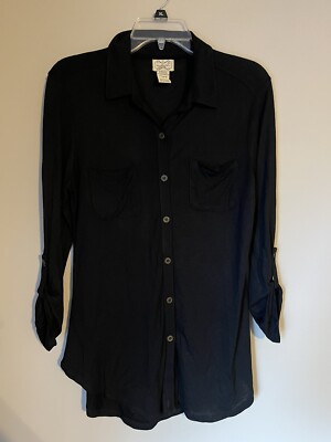 Eyelash Couture Button Up Blouse Black size S