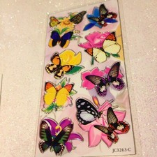 1 SHEET GARDEN BUTTERFLY STICKERS RARE VINTAGE NEW 8 PCS