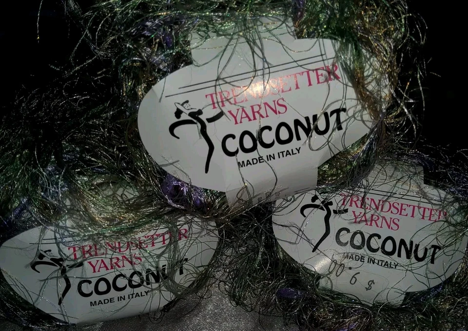 3 Ct TRENDSETTER Yarn Eyelash- 1.75 OZ ITALY Green Purple Ivory Bronze (Mermaid) - Image 3 of 4