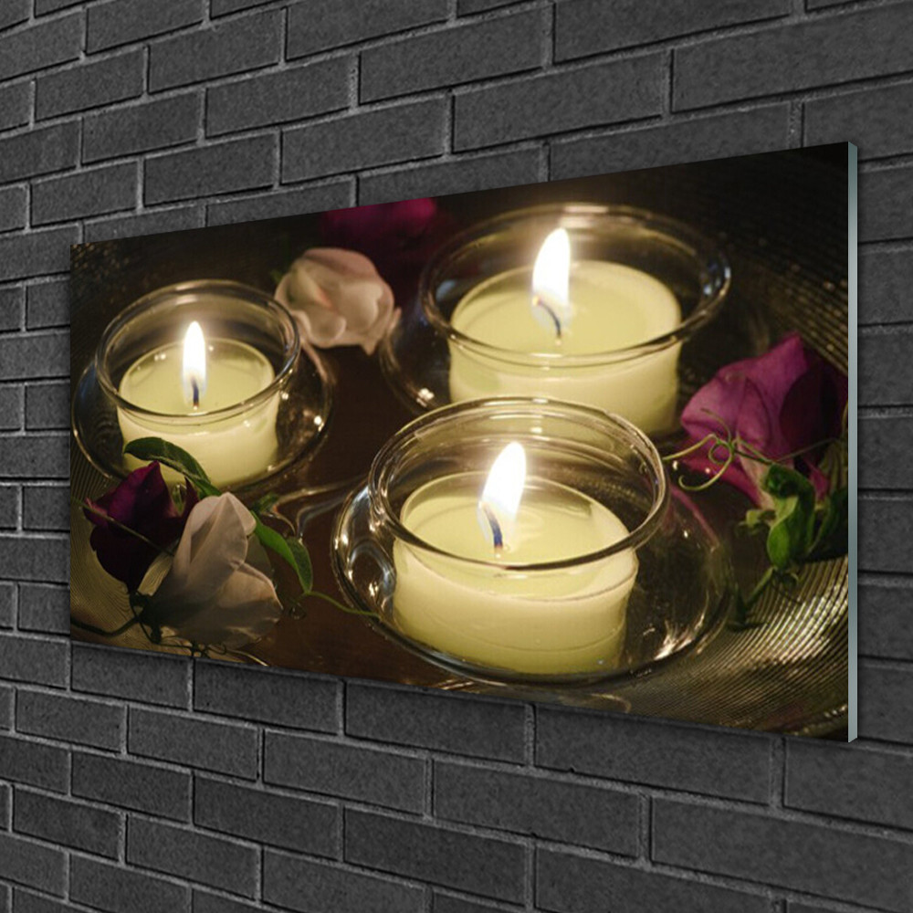 Tableau sur verre 100x50 cm Bougies impression haute définition sur verre de sécurité