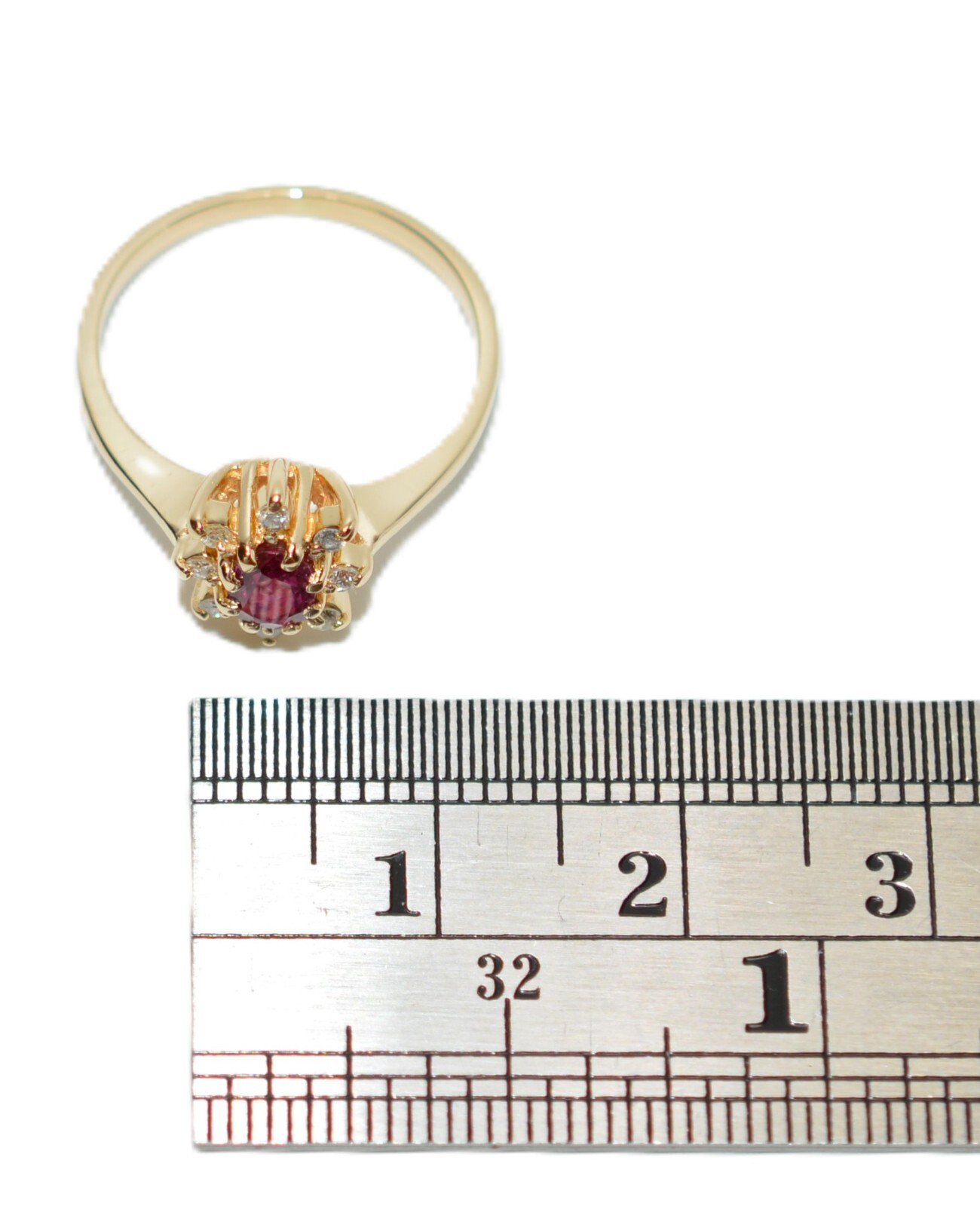Natural Ruby & Diamond Ring 14K Solid Gold .29tcw… - image 10