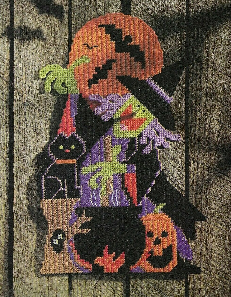 WITCH DOOR DECORATION HALLOWEEN PLASTIC CANVAS PATTERN INSTRUCTIONS | eBay witch-door-decoration-halloween-plastic-canvas-pattern-instructions-ebay