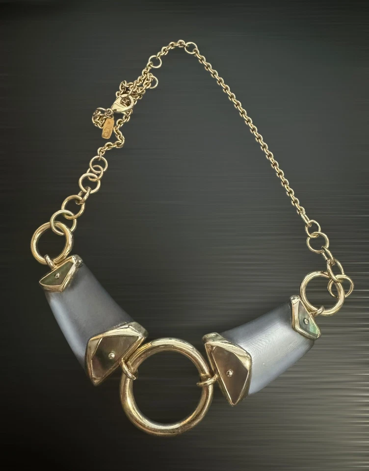 ALEXIS BITTAR GARGANTILLA/COLLAR LUCITE AZUL ESMERILADO TONO DORADO Foto 4 de 4