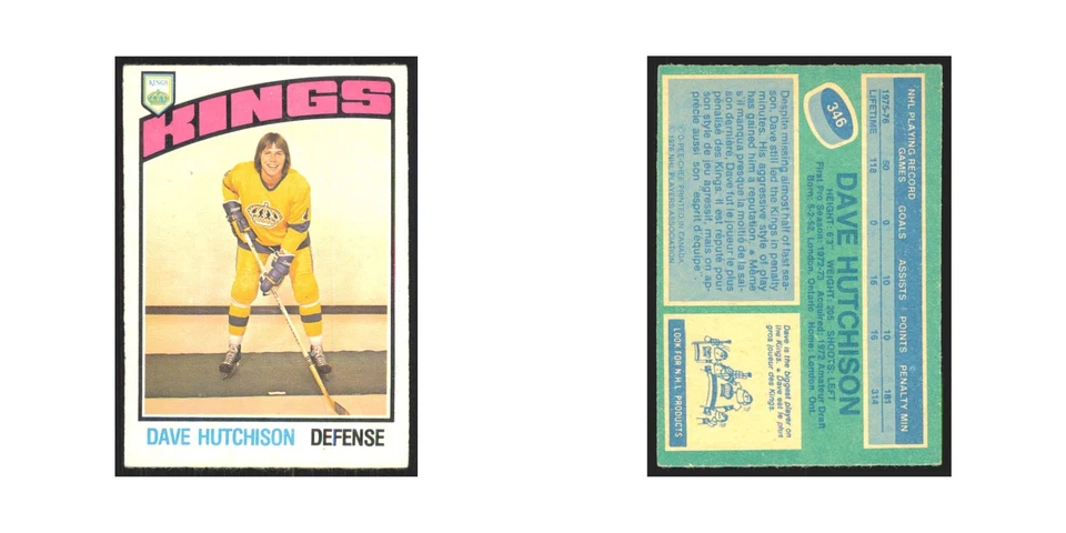 1976 O-Pee-Chee Dave Hutchison Los Angeles Kings #346 - Image 3 of 3