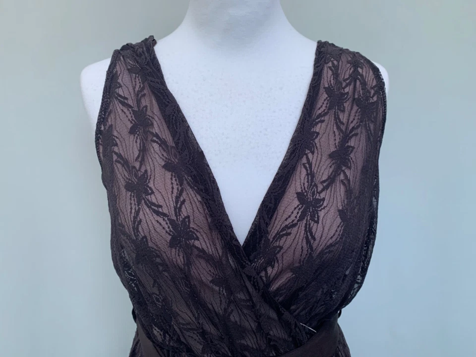 Dress Editions Brown Lace V-Neck Womens Dress Size 10 - Image 3 of 4