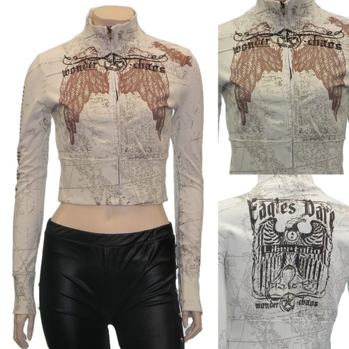 Cotton French Terry Mock Neck Crop Top Jacket LWC2023 - Picture 9 of 9