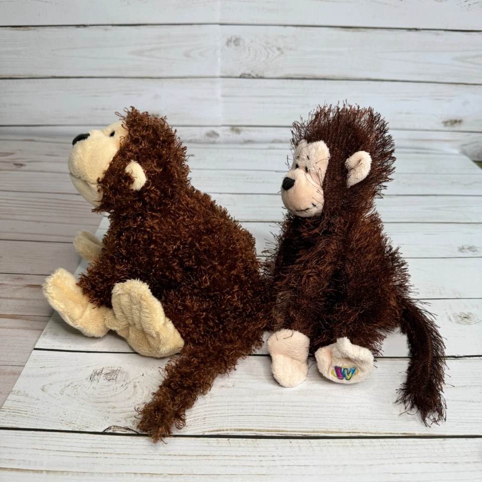 Pair Of Ganz Cheeky Monkey 7" Plush Toys - Brown & Tan - Soft Stuffed Animals - Image 4 of 4