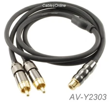 3ft Premium RCA Female to 2-RCA Male flexible & durable Audio Splitter, AV-Y2303