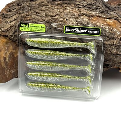Keitech 5 - Easy Shiner Chartreuse Ice Shad 12,5cm 11g UV Aktiv Gummiköder