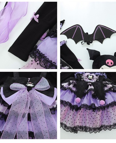 Kids Kuromi Costume Dress Girls Kuromi Lolita Princess Dress Cosplay Book Week - Picture 23 of 32
