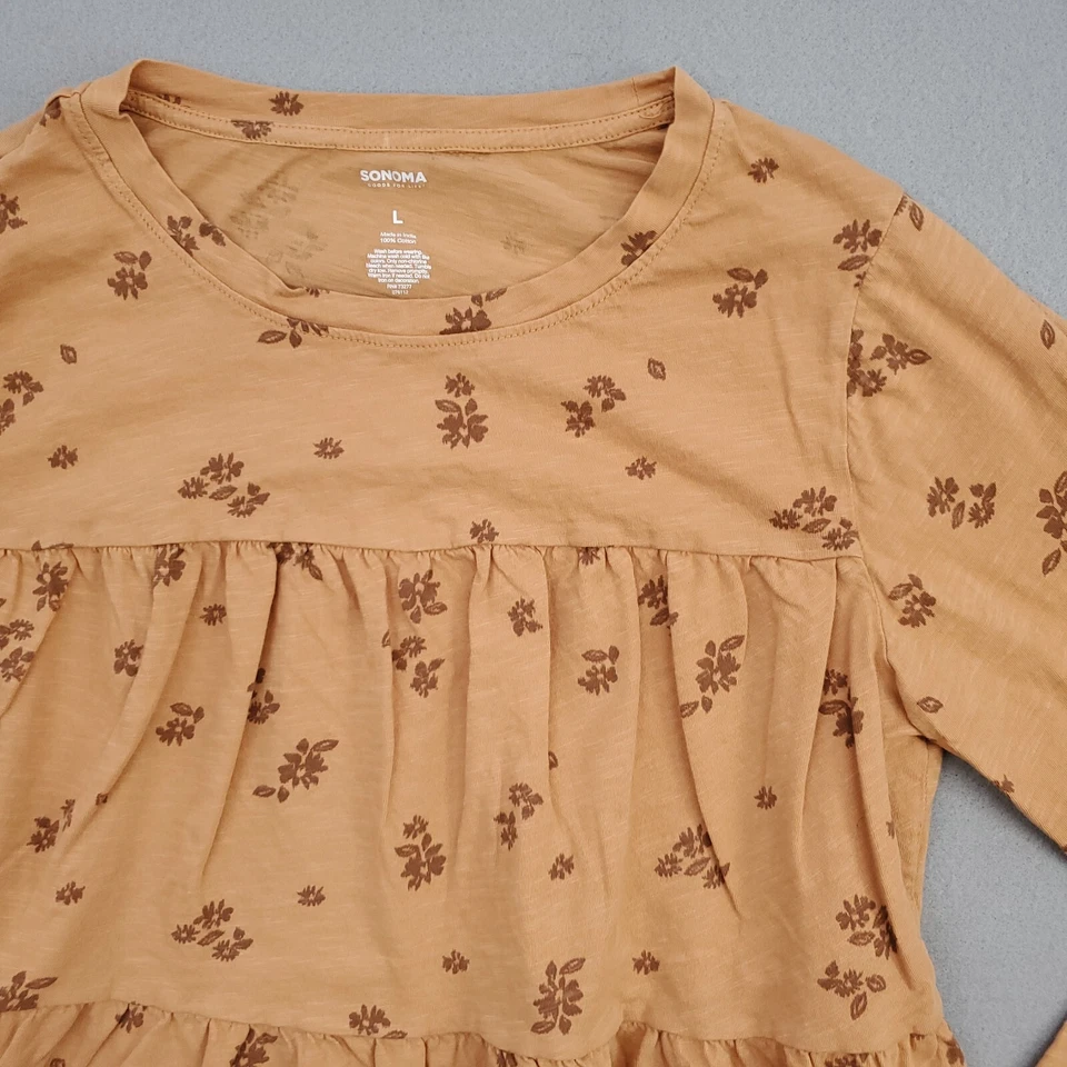 Sonoma Goods for Life Girls Large Long Sleeve Boho Shirt Tiered Orange 12 14 - Image 4 of 4