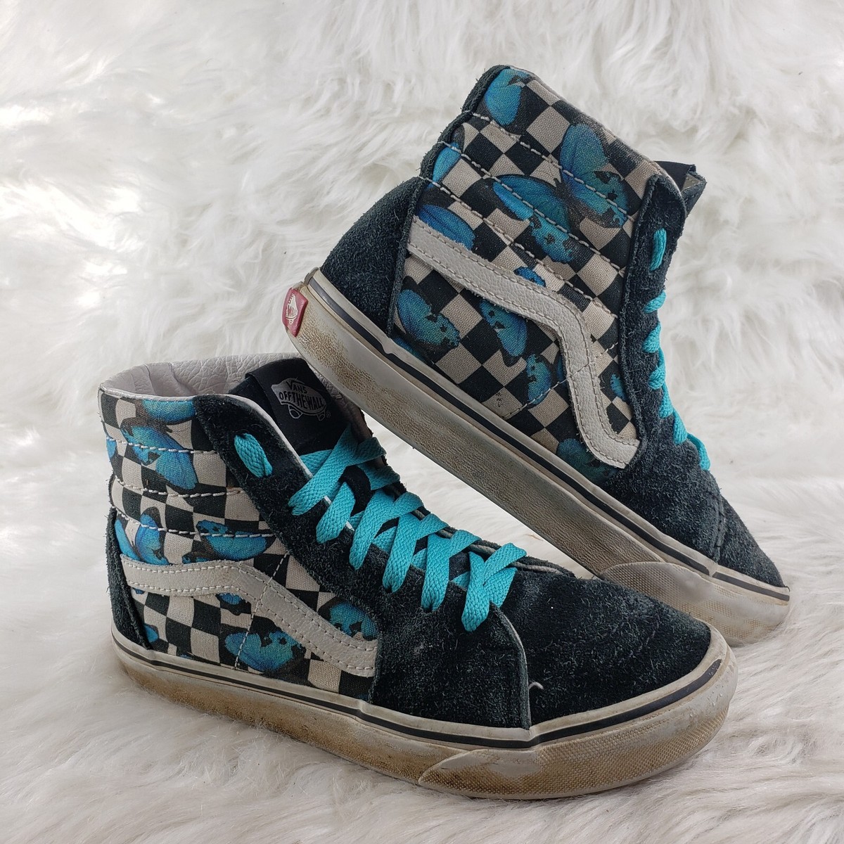 Blue Checkered High Top Vans VANS White Black Checkered Blue