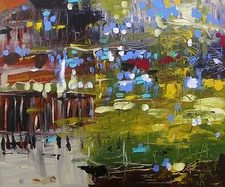 Original ABSTRACT Landscape  Painting JMW ART John Williams Expressionism color