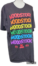 Woodstock 1969 Black T-Shirt Size 2XL Concert Retro Rock Band Festival