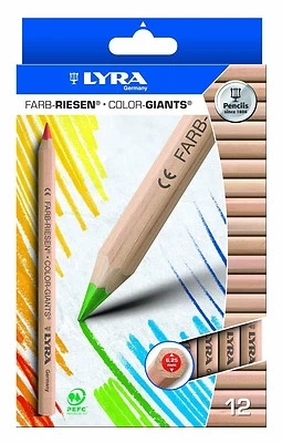 12 Lyra Farb Riesen dicke natur Farbstifte Buntstifte Malstifte Jumbo Kiga Kita