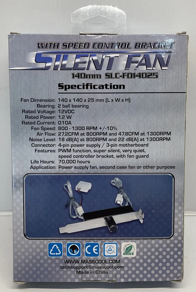 MASSCOOL 140mm Case Fan with Guard and Speed Control Cooling Bracket SLC-FD14025 - Image 2 of 4