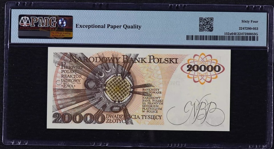 1989-poland-national-bank-20000-zlotych-pick-152a-pmg-64-epq-choice-unc