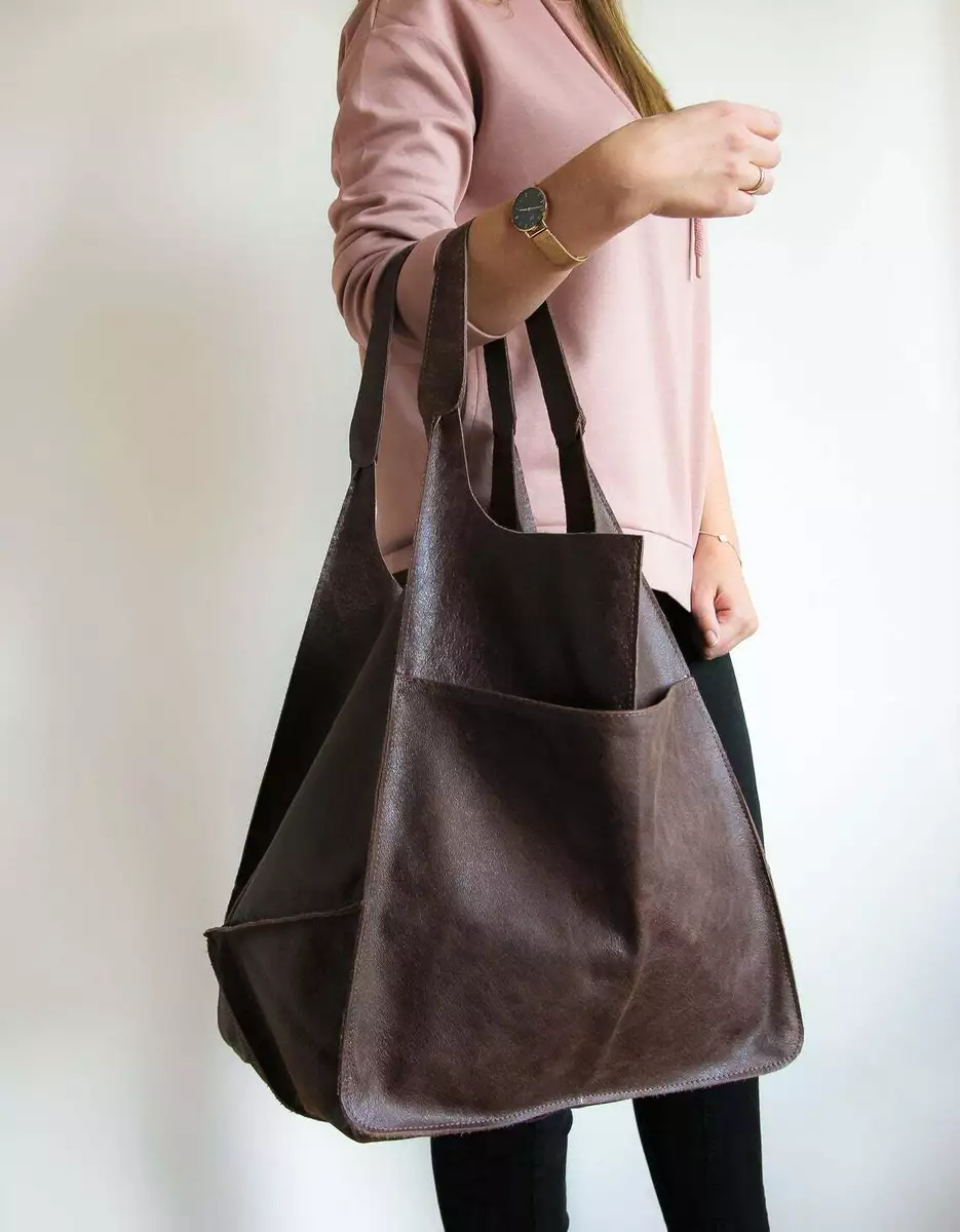 Slouchy Tote vintage Handbag Bag Women leather bag Weekender oversize bag