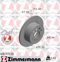 2X Zimmermann Bremsscheibe Coat Z 610.1171.20 FüR 940 760 Volvo 260 240 740 960