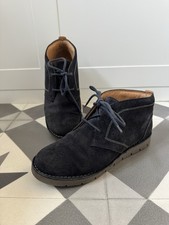 Clarks Unstructured Un Astin Navy Ladies Leather Suede Ankle Boots Size 5 1/2