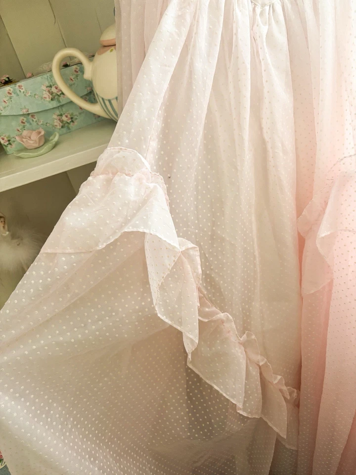 Maxi Vestido Vintage Años 80 Jessica McClintock Gunne Sax Mujer Rosa Punto Suizo Talla 5 Foto 3 de 4