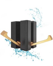 Waterproof Bath Towel Hook Black  Gold  Foldable Wall Mounted Coat Rack 