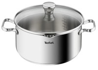 Tefal A70546 Duetto Kochtopf 24 Cm Induktionsgeeignet, Edelstahl, Glasdeckel