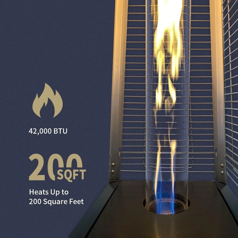 KEZATO Calentador de Patio, Exterior 42000 BTU, con Cubierta y Ruedas, NEGRO, CAJA ABIERTA Foto 3 de 4