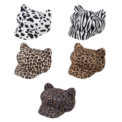 Animal Pattern Cabbie Hat Cats Ear Caps Teens Girl Spring Autumn Adjustable Hat