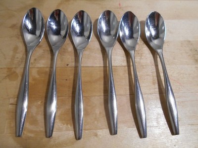6 World Tableware SLENDA Stainless Teaspoons 6 5/8'' Teardrop Bowl Teaspoons 8247