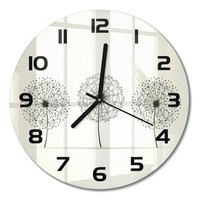 Glasuhr Glas-Wanduhr Ohne TickgeräUsche Pusteblume Schwarze Zeiger Fi30 Cm