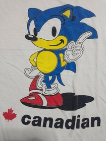 Vintage Sonic the Hedgehog 1990s Canadian Big Print Video Game Rare Shirt L