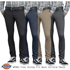 Dickies Mens Flex Skinny Fit Straight Leg Twill Work Uniform Pants