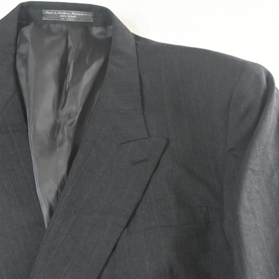 Traje de Hombre De Colección Hecho en EE. UU. Doble Pecho 54L 42x30 Gris Tiza Rayas 100% Lana Foto 3 de 4