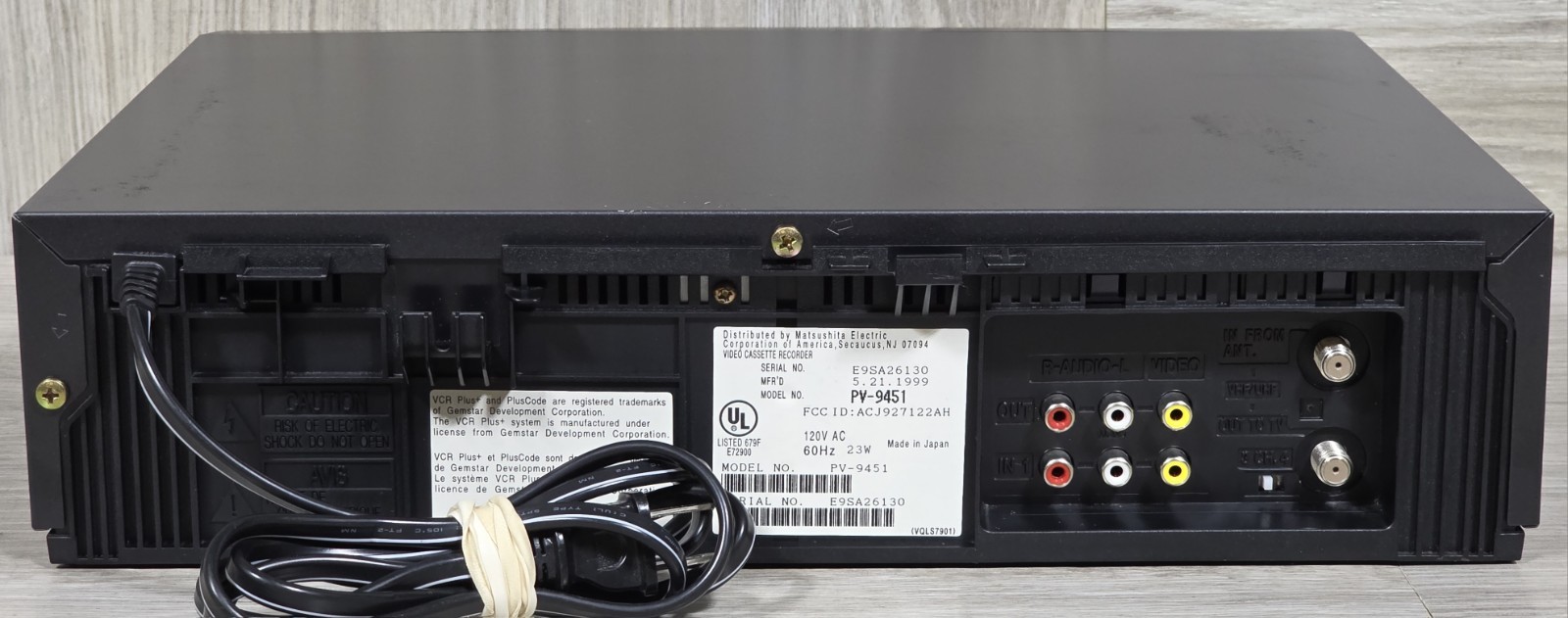 Panasonic PV-9451 Omnivision Blue Line VCR 4-Head Hi-Fi Video w/Remote - TESTED 