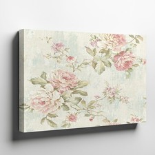 Vintage Floral Canvas Wall Art Pink Peony Flowers Botanical Branch Print Decor