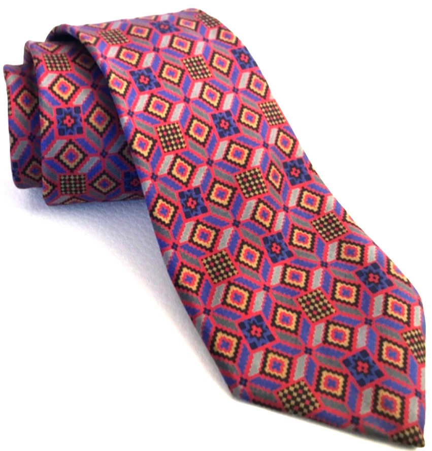 ETRO Men's 100% Silk Necktie Geometric Multi Colored - Image 3 of 4