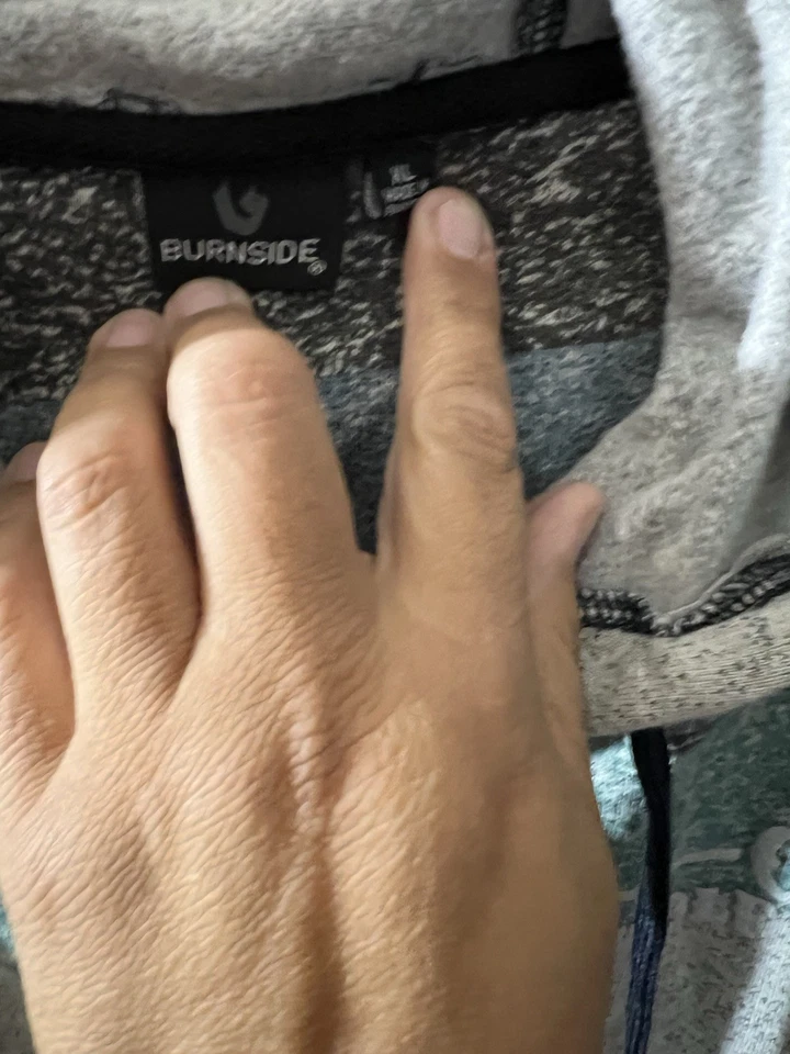 Burnside 套衫条纹连帽衫男式 XL — 第 2/3 张图片