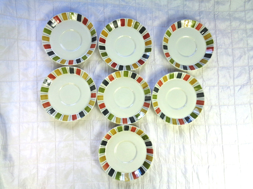 Vintage Midwinter Mexicana by Jessica Tait Untertassen ~ Made in England ~ 7er Set - Bild 1 von 8