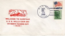 WELCOME TO NORFOLK,  USS MILLS DER-383 1968  FDC20726